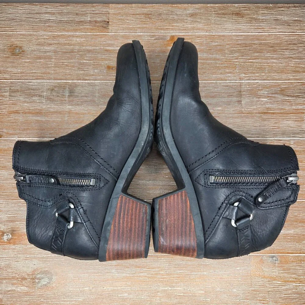 Teva Women's Foxy Ankle Boots Booties Size 9 Black Zip Moto Minimalist